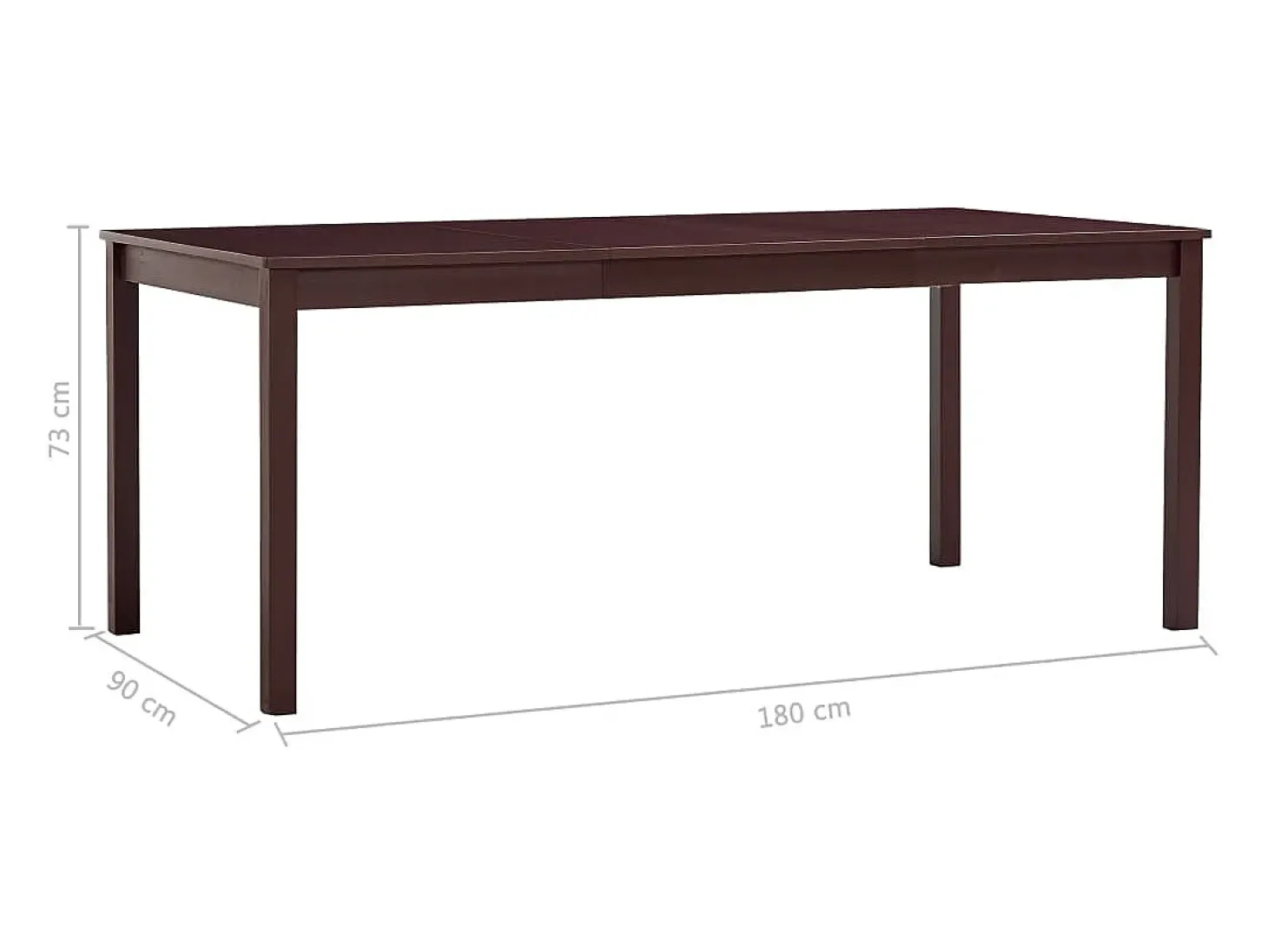 Mesa de comedor de madera de pino marrón oscuro 180x90x73 cm