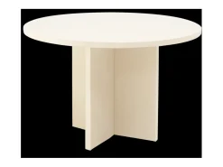 Mesa de comedor de madera maciza de abeto redonda Decowood en tono blanco en microcemento de Ø110x75cm - TOKYO - DECOWOOD