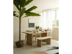 Mesa de comedor de madera de pino maciza rectangular con patas ranuradas Decowood de 140x80cm en tono natural - BALI - DECOWOOD