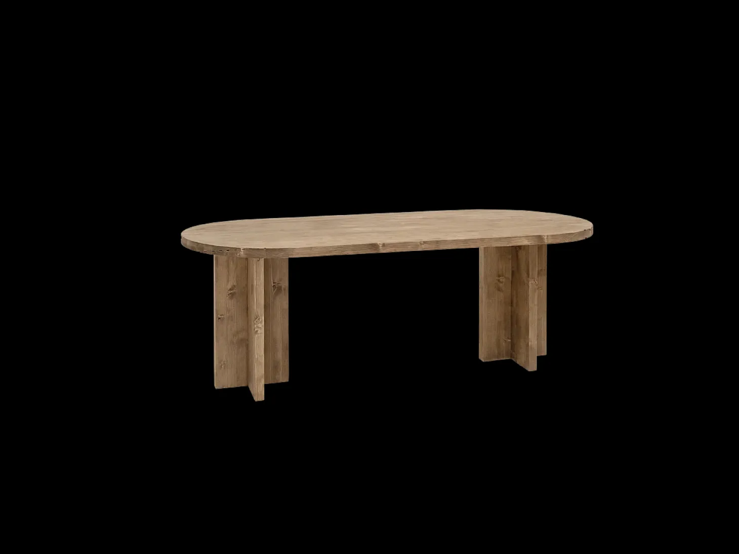 Mesa de comedor de madera maciza de abeto ovalada Decowood en tono nogal de 200x85cm - TOKYO - DECOWOOD