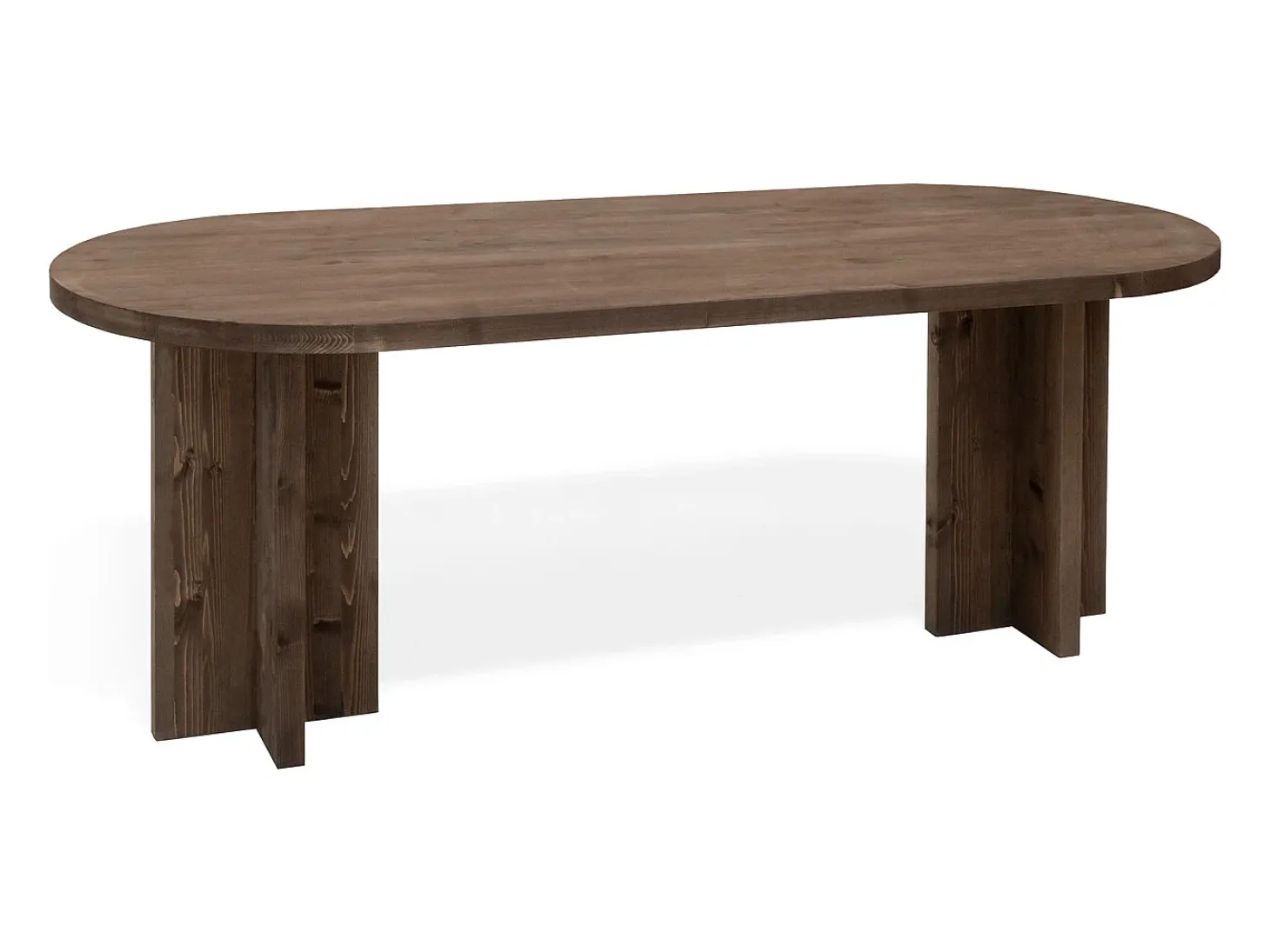 Mesa de comedor de madera maciza de abeto ovalada Decowood en tono nogal de 200x85cm - TOKYO - DECOWOOD