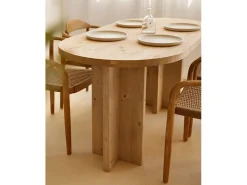 Mesa de comedor de madera maciza de abeto ovalada Decowood en tono roble medio de 180x80cm - TOKYO - DECOWOOD