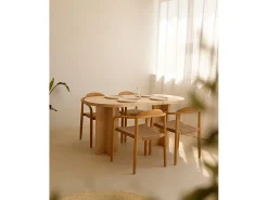 Mesa de comedor de madera maciza de abeto ovalada Decowood en tono roble medio de 180x80cm - TOKYO - DECOWOOD