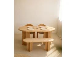 Mesa de comedor de madera maciza de abeto ovalada Decowood en tono roble medio de 180x80cm - TOKYO - DECOWOOD