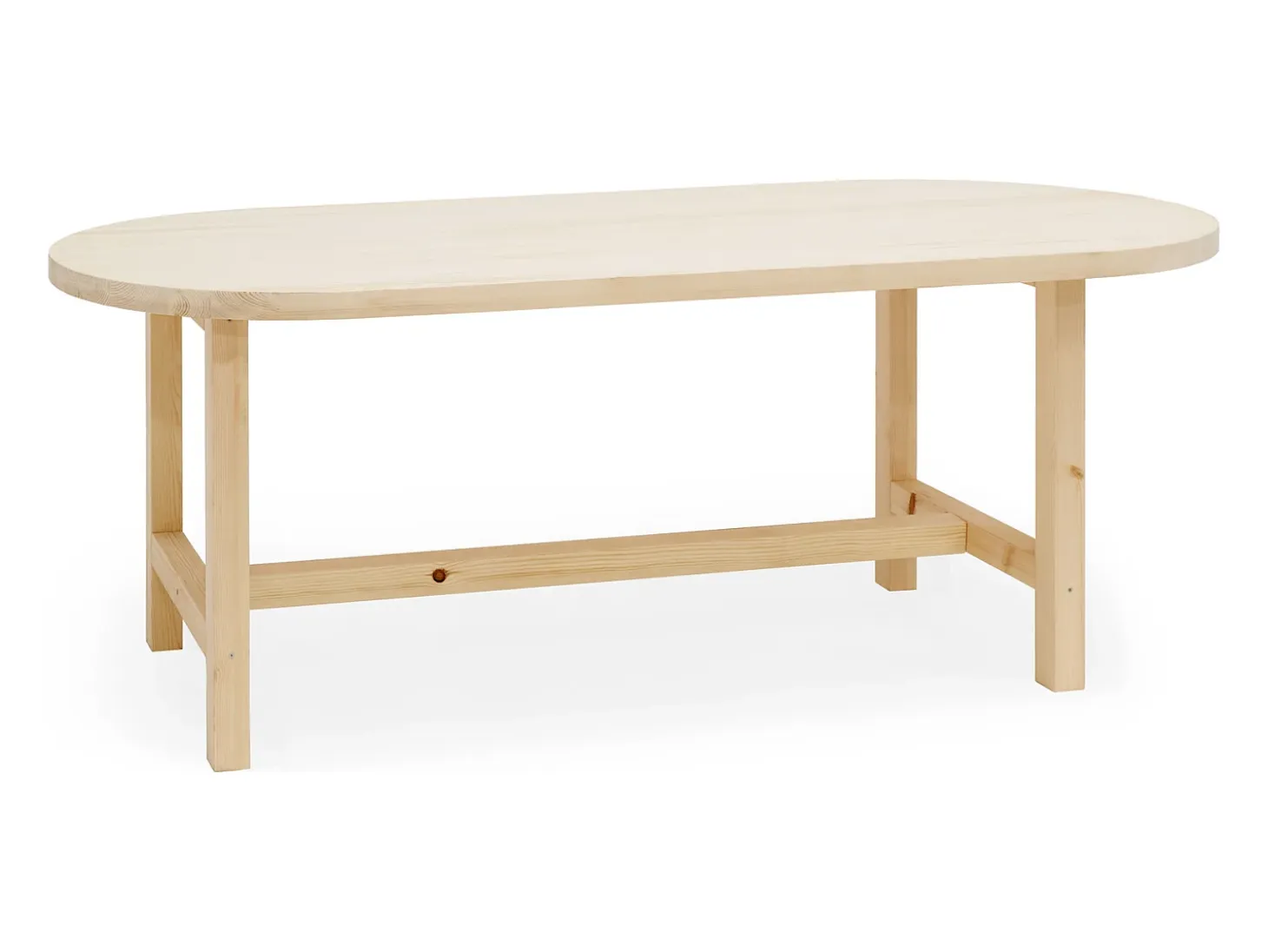Mesa de comedor de madera maciza de abeto ovalada Decowood en tono natural de 180x80cm - OLIVIA - DECOWOOD