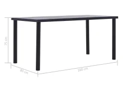 Mesa de comedor de MDF negro y gris hormigón 160x80x75 cm