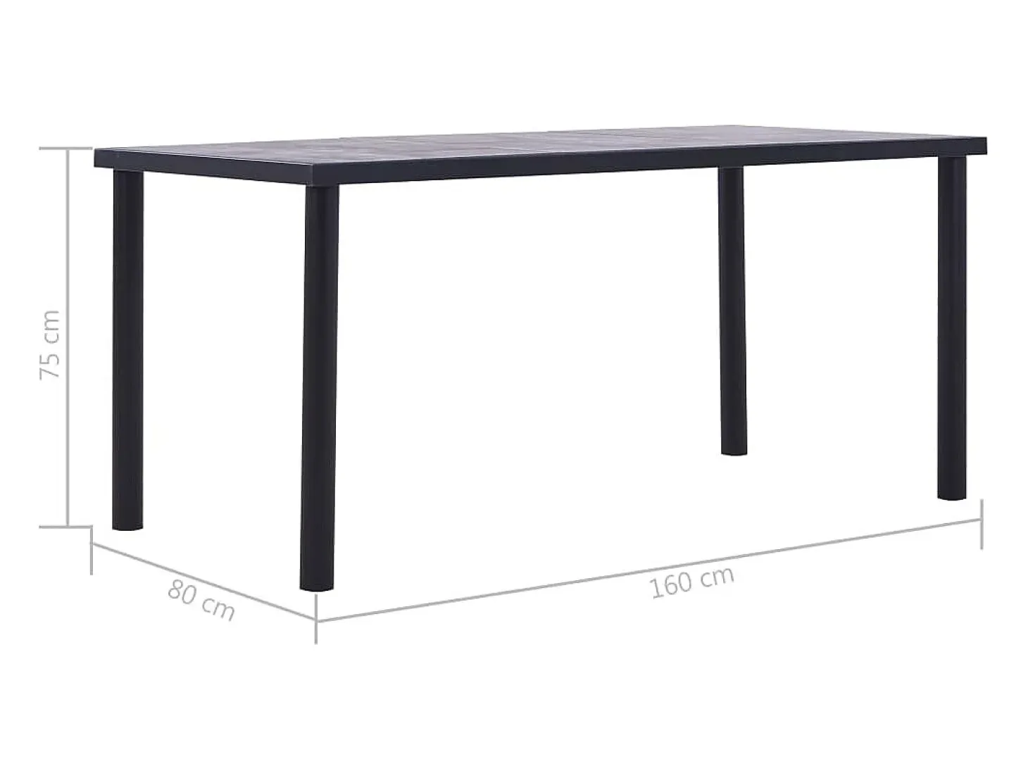 Mesa de comedor de MDF negro y gris hormigón 160x80x75 cm