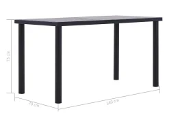 Mesa de comedor de MDF negro y gris hormigón 140x70x75 cm