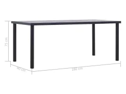 Mesa de comedor de MDF negro y gris hormigón 180x90x75 cm ES139426