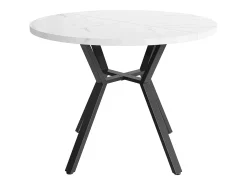 Mesa de comedor de mármol - 100 x 100 x 75 cm - con soporte de metal negro - MDF + Acero - negro + blanco