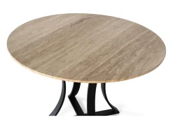 Mesa de comedor de mármol travertino y base de metal 120cm