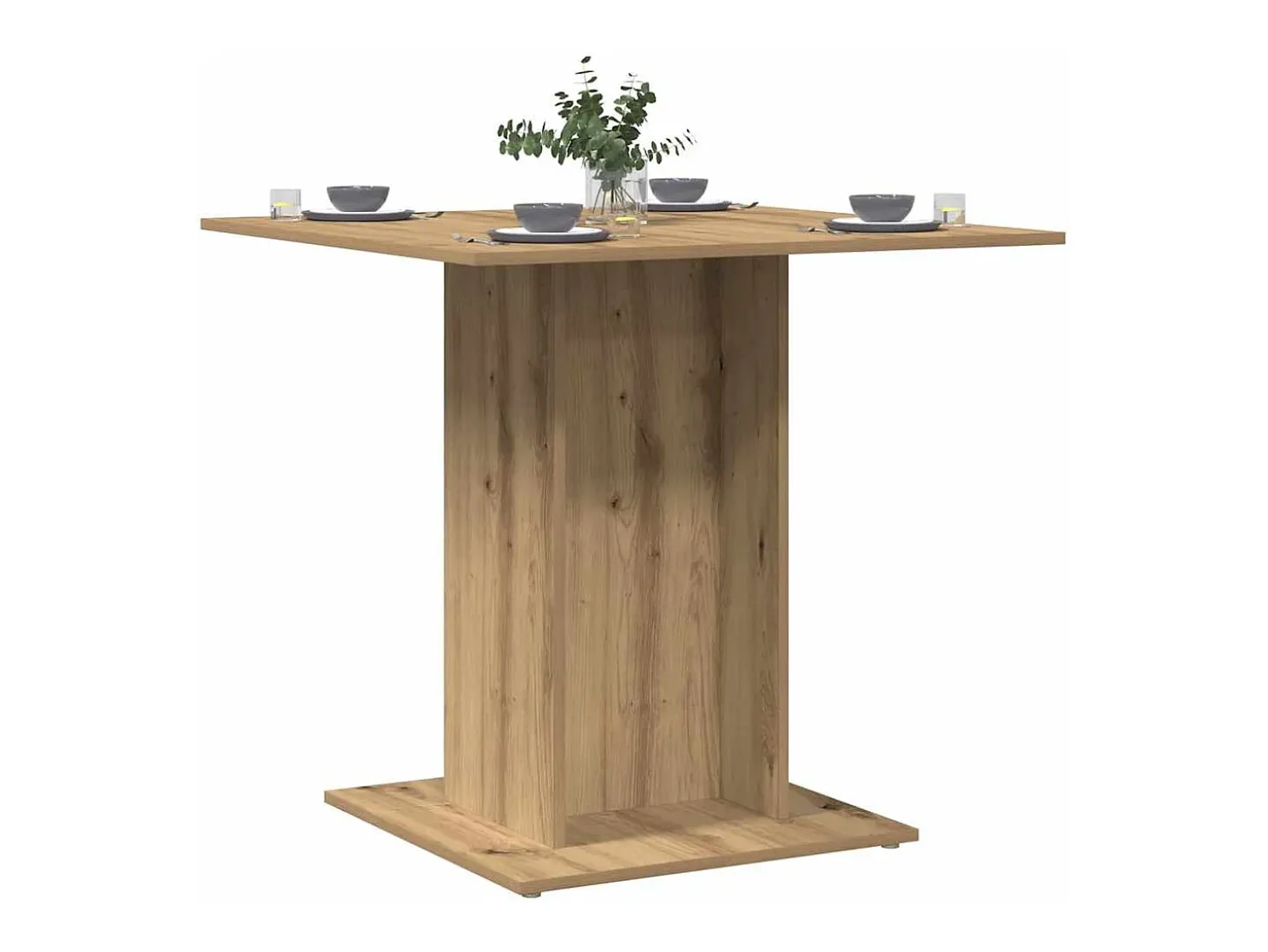 Mesa de comedor de roble artesanal 80x80x75 cm madera de ingeniería