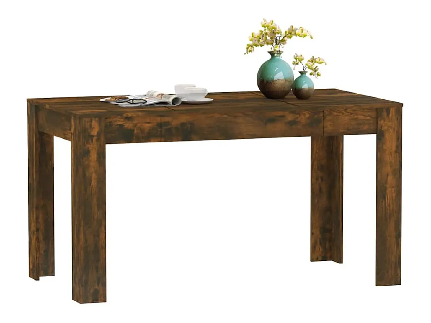Mesa de comedor de roble ahumado 140x74,5x76 cm madera de ingeniería
