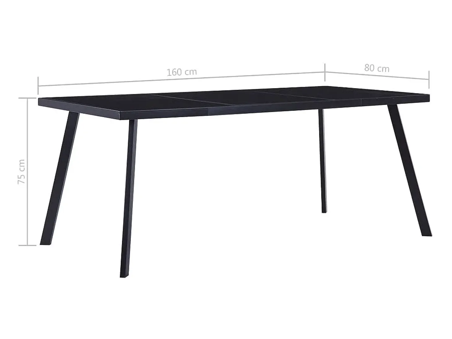 Mesa de comedor de vidrio templado negro 160x80x75 cm ES519755