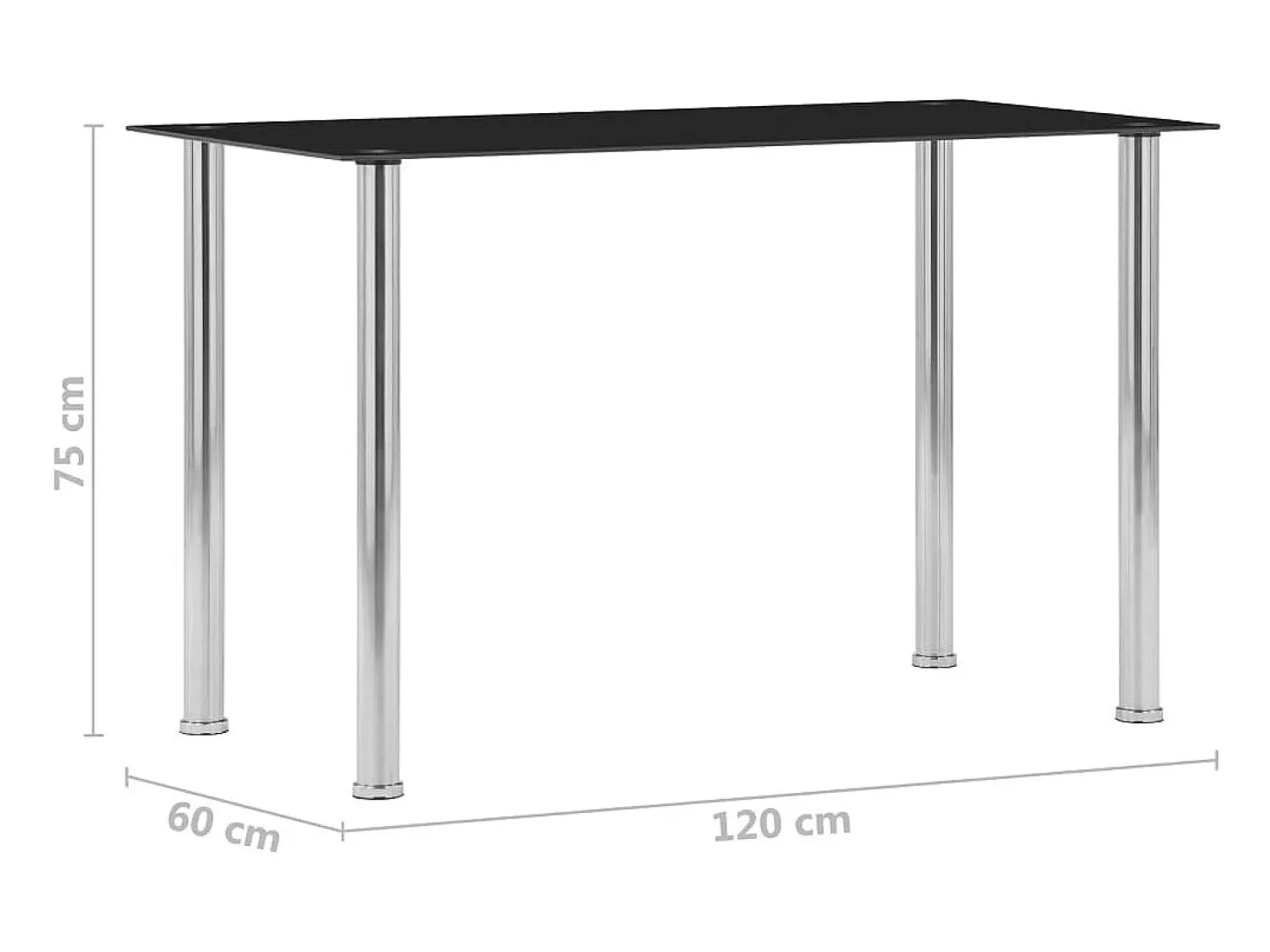 Mesa de comedor de vidrio templado negro 120x60x75 cm ES751552