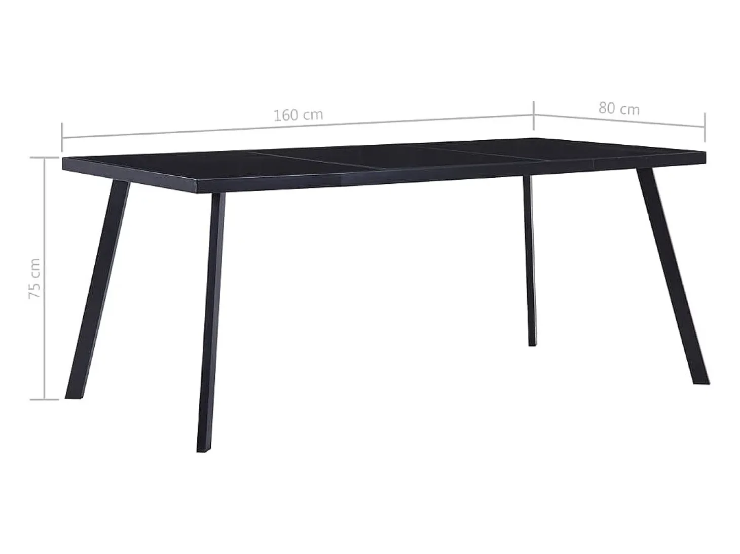 Mesa de comedor de vidrio templado negro 160x80x75 cm