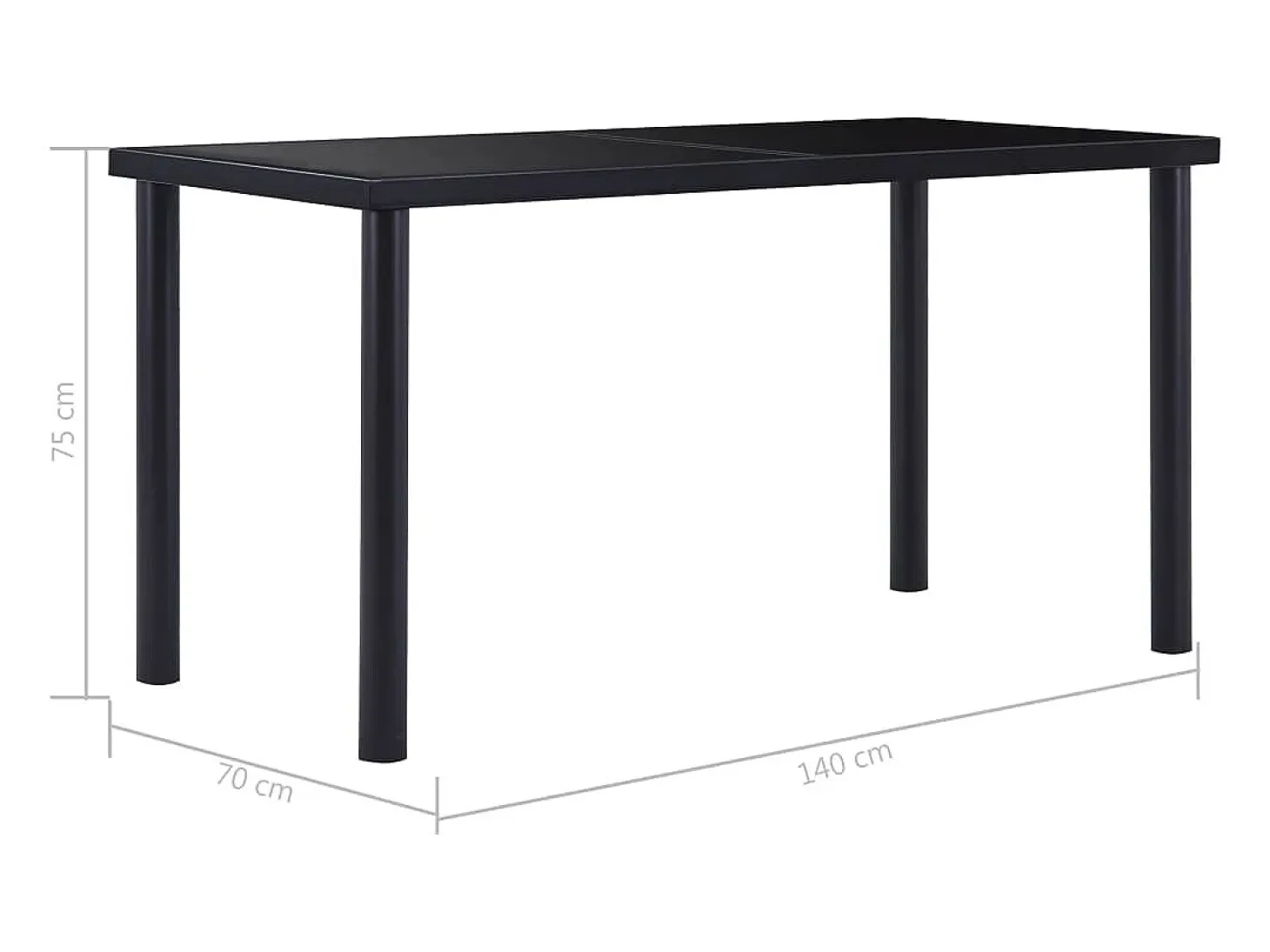 Mesa de comedor de vidrio templado negro 140x70x75 cm