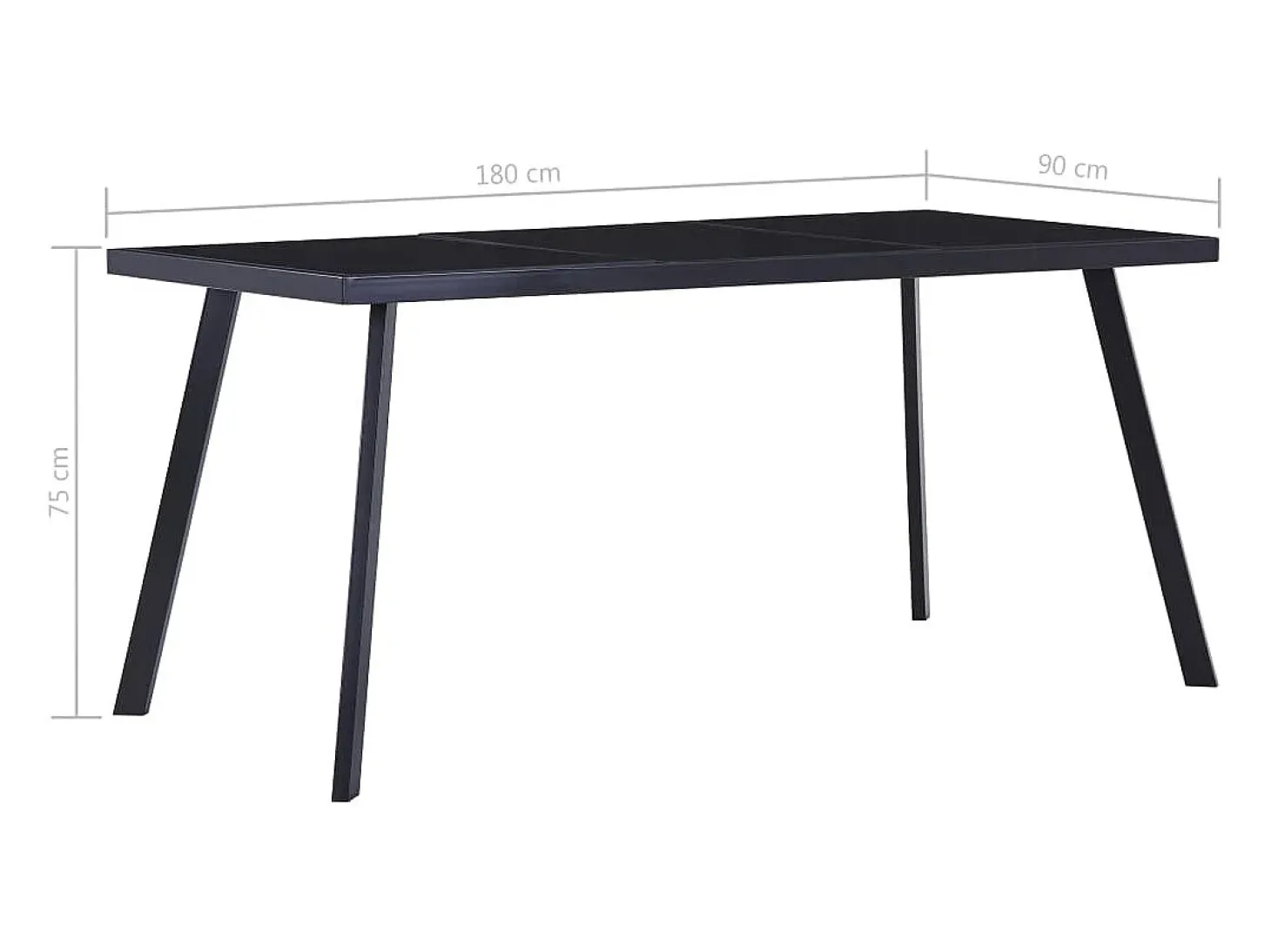 Mesa de comedor de vidrio templado negro 180x90x75 cm