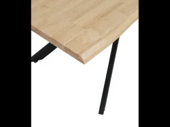 Mesa de comedor de 75x89x159 cm con tablero de madera mazica y patas negras Fraga