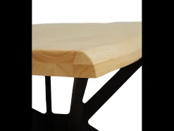 Mesa de comedor de 75x89x159 cm con tablero de madera mazica y patas negras Fraga