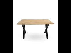Mesa de comedor de 75x140x80 cm con tablero en color madera y patas en 'X' negras Bilbao
