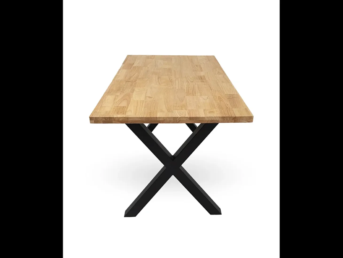 Mesa de comedor de 75x140x80 cm con tablero en color madera y patas en 'X' negras Bilbao
