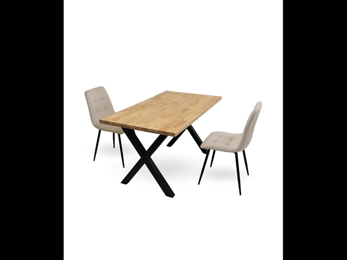 Mesa de comedor de 75x140x80 cm con tablero en color madera y patas en 'X' negras Bilbao
