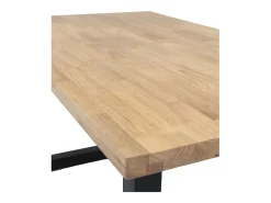 Mesa de comedor de 75x140x80 cm con sobre de madera maciza con patas negras Barcelona