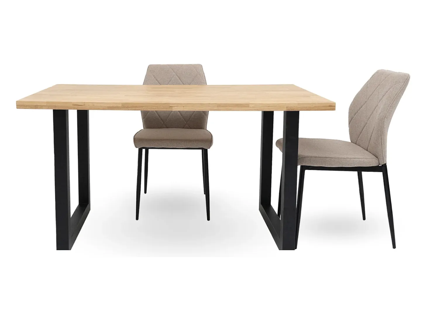 Mesa de comedor de 75x140x80 cm con sobre de madera maciza con patas negras Barcelona