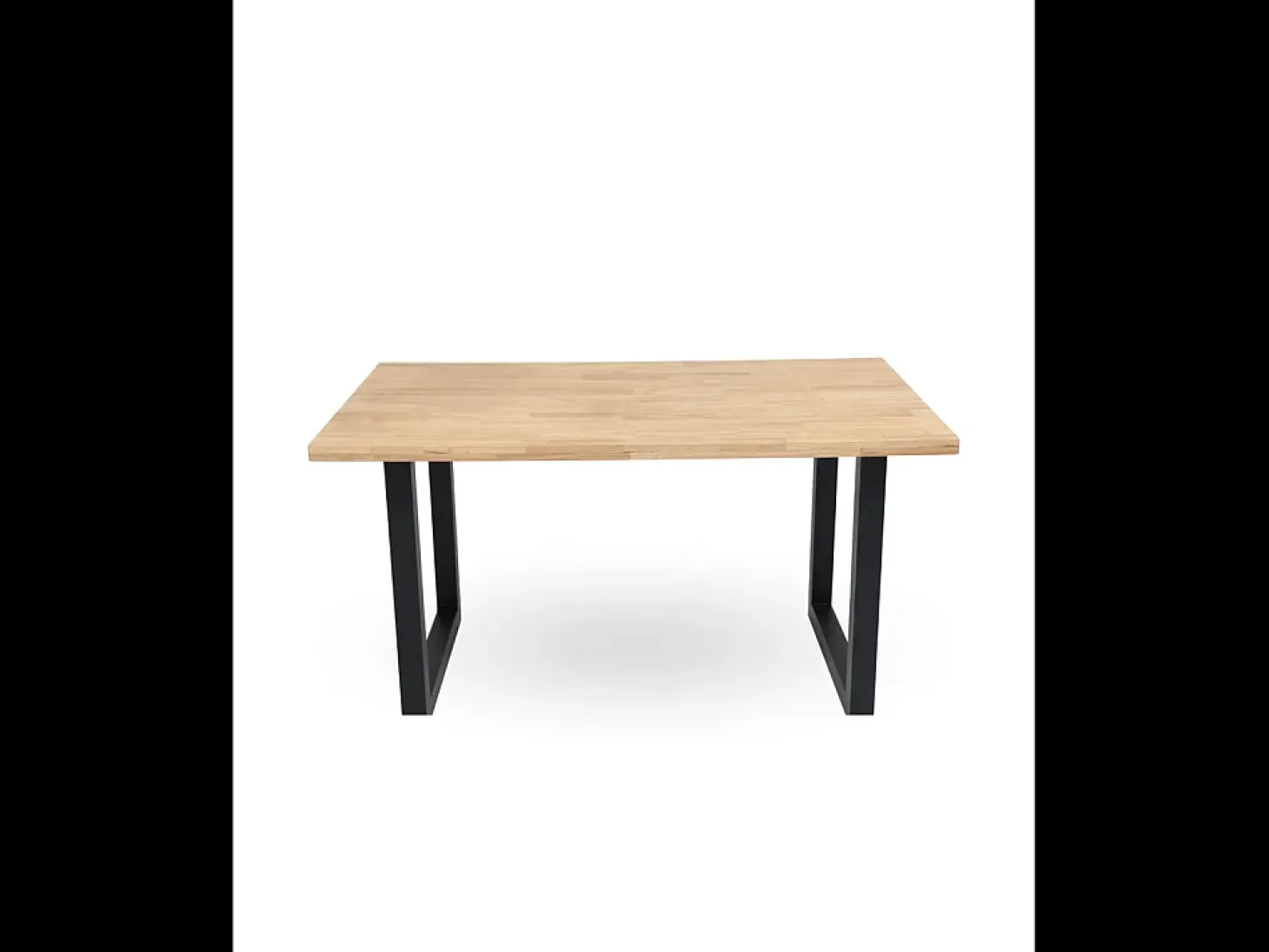 Mesa de comedor de 75x140x80 cm con sobre de madera maciza con patas negras Barcelona