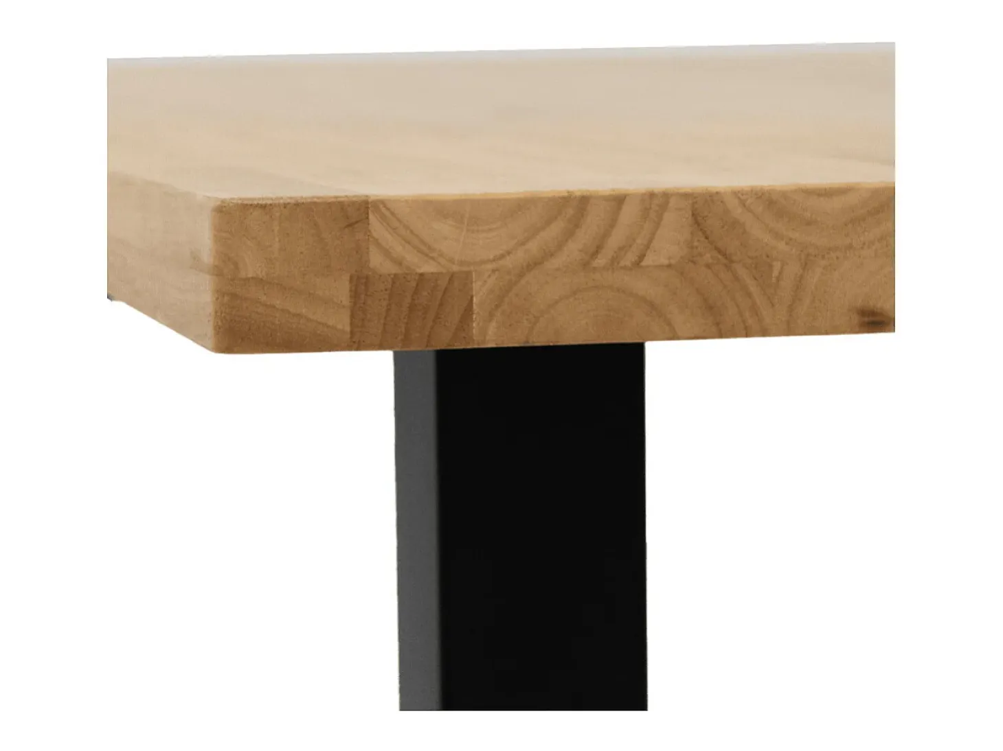 Mesa de comedor de 75x140x80 cm con sobre de madera maciza con patas negras Barcelona