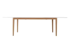 Mesa de comedor diseño extensible blanca patas madera L180-260 DELAH