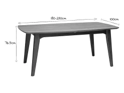 Mesa de comedor diseño extensible nogal L180-230 FIFTIES