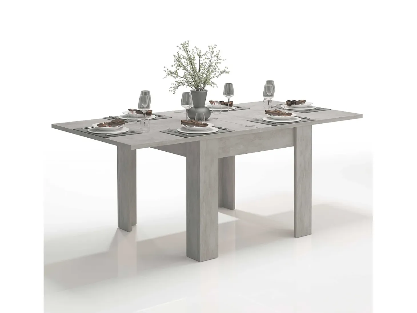 Mesa de comedor diseño moderno extensible en forma de libro 90-180 x 90 cm Jesi Raw
