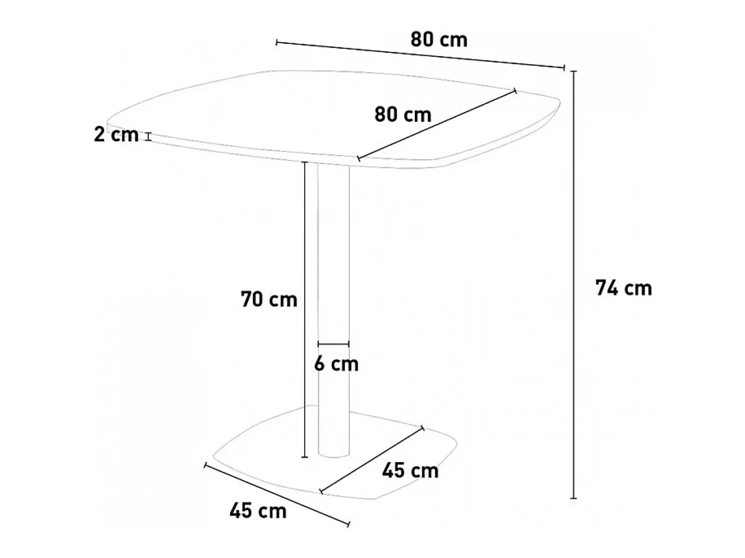 Mesa de comedor diseño moderno 80 x 80 cm cocina bar restaurante Circumdo - Blanco