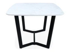 Mesa de comedor efecto mármol, patas de metal, de 4 a 6 plazas blanco