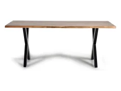 Mesa de comedor en madera acacia natural y patas de metal negro