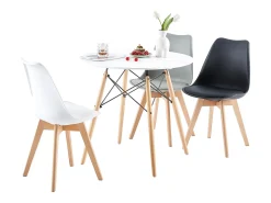 Mesa de Comedor Escandinava Lacada en Blanco Mate 80x80 cm - Diseño Contemporáneo con Patas de Madera de Haya