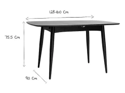 Mesa de comedor extensible madera negra L130-160 cm NORDECO