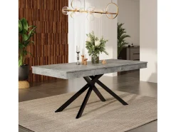 Mesa de comedor extensible - 140/180 x 80 x 76 cm - para 6 a 8 personas - patas de metal - MDF - gris
