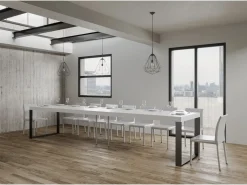 Mesa de comedor extensible tiroz-Color Blanco-Soporte 4 pies-Alargaderas -Ancho extensible
