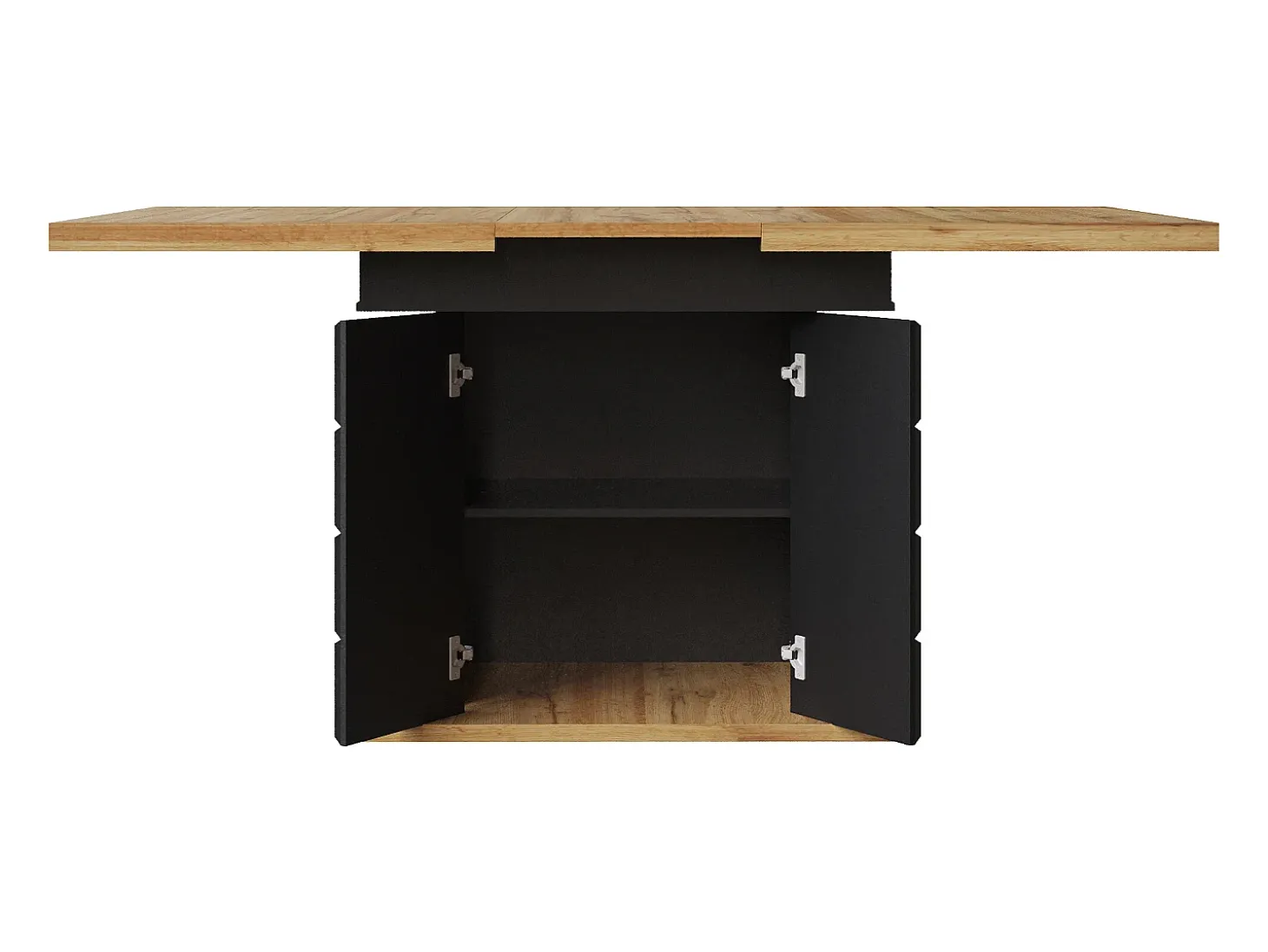 Mesa de comedor extensible con 2 puertas - Mesa de comedor plegable con diseño de cuadros - negra - para cocina y salón