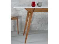 Mesa de comedor extensible 90 x 65 cm Envelope Marrón Beige Roble