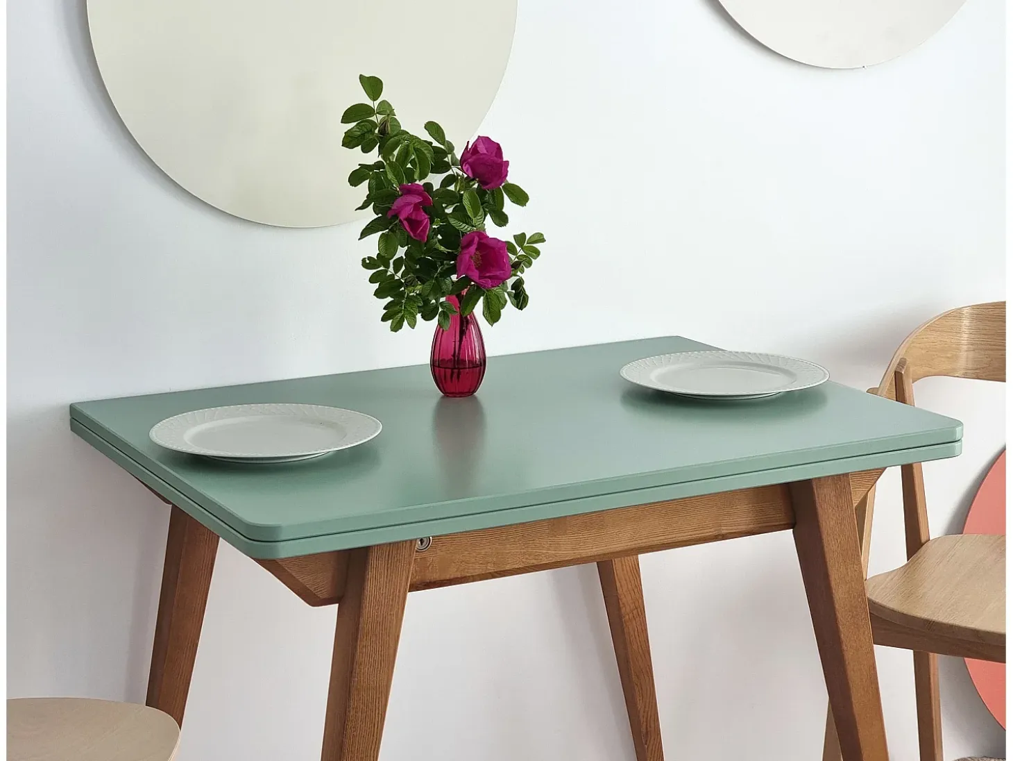 Mesa de comedor extensible 90 x 65 cm Envelope Marrón Beige Roble