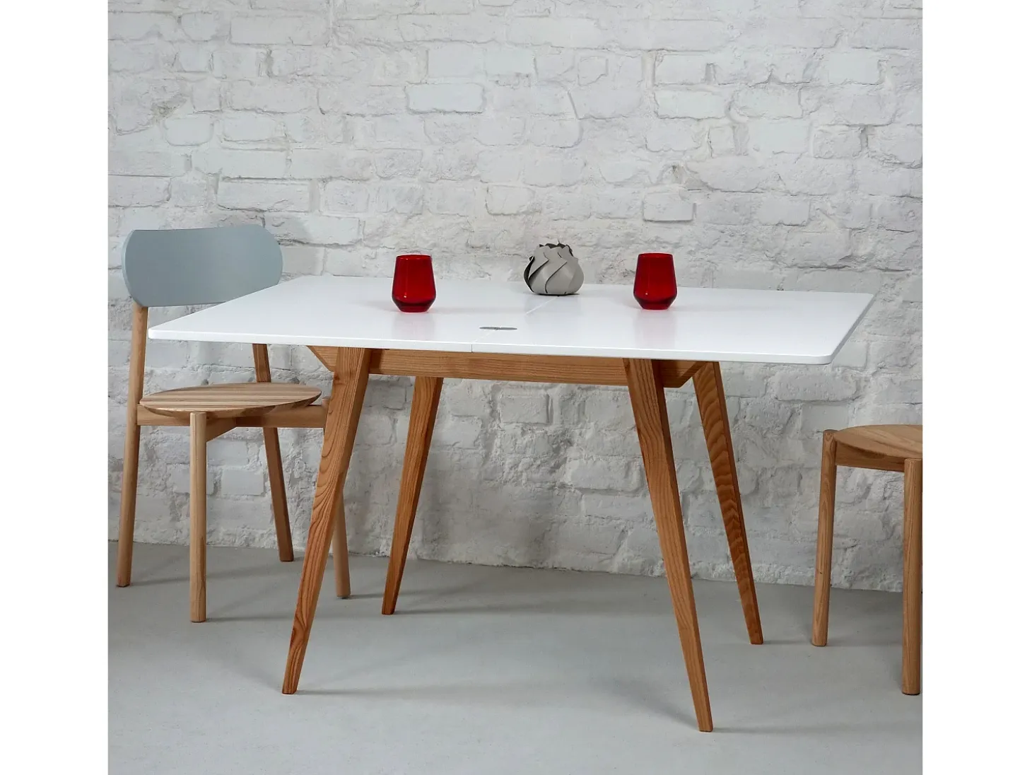 Mesa de comedor extensible 90 x 65 cm Envelope Marrón Beige Roble