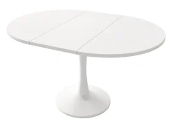Mesa de comedor extensible ovalada para 4 a 6 personas - L 100/140 x A 100 x A 75 cm - Madera MDF - Blanco