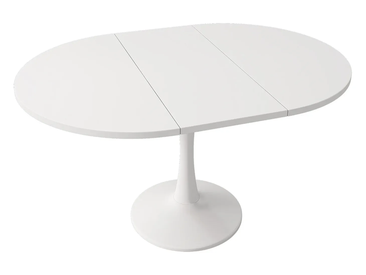 Mesa de comedor extensible ovalada para 4 a 6 personas - L 100/140 x A 100 x A 75 cm - Madera MDF - Blanco