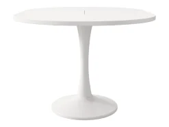 Mesa de comedor extensible ovalada para 4 a 6 personas - L 100/140 x A 100 x A 75 cm - Madera MDF - Blanco