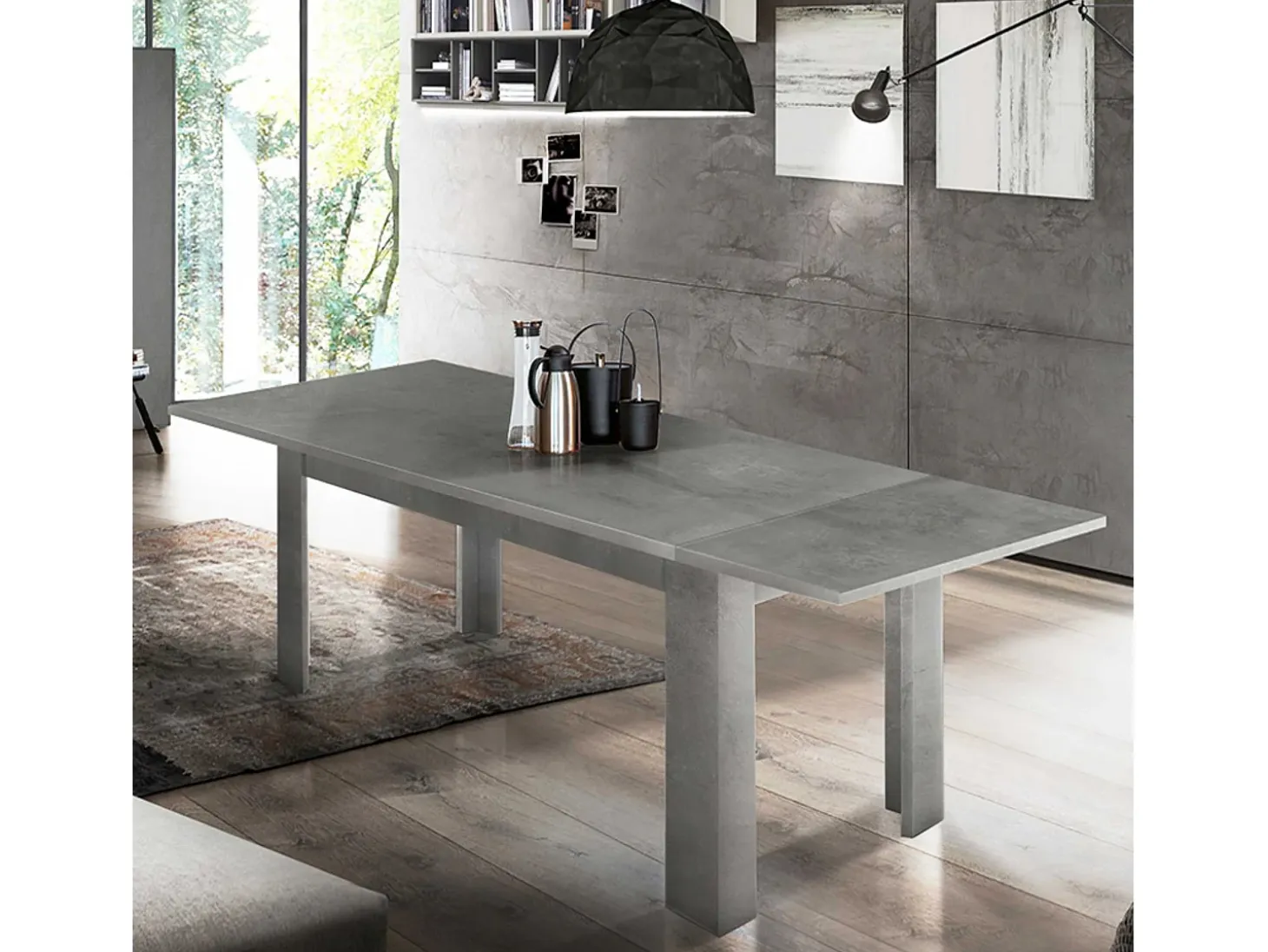 Mesa de comedor extensible 160-210 x 90 cm diseño moderno gris Jesi Bronx