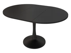 Mesa de comedor extensible ovalada para 4-6 personas 140x100cm en MDF con pata central, color negro